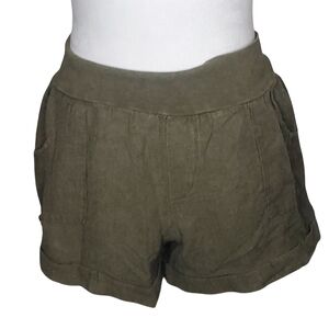 Mimi Chica 100% Cotton Olive Green Super Soft Button Tab Shorts